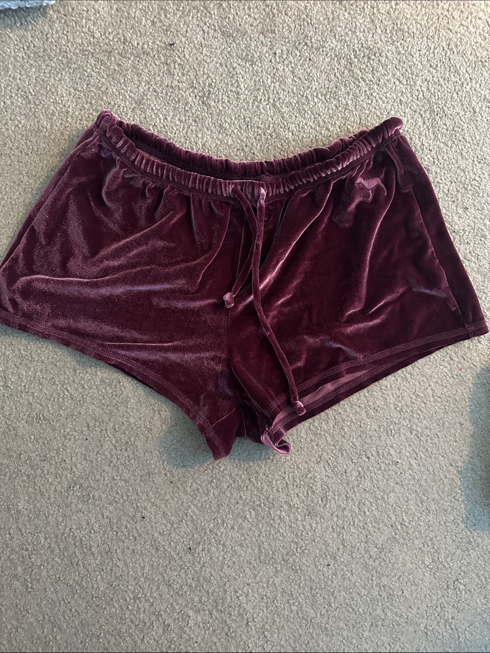 Velvet Lounge Shorts - Burgundy